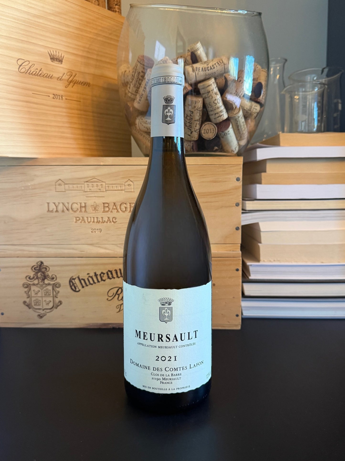 Wine bottle labeled 'Domaine des Comtes Lafon Meursault 2021'.